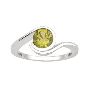 5MM Round Shape Green Peridot Gemstone 925 Sterling Silver Solitaire Women Ring
